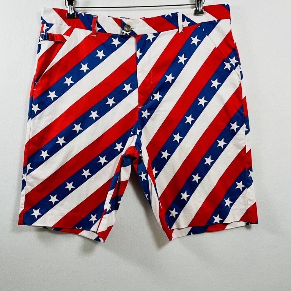 Royal & Awesome Pars & Stripes Golf Shorts NWT Size 38 Mens Golf Wear USA Shorts